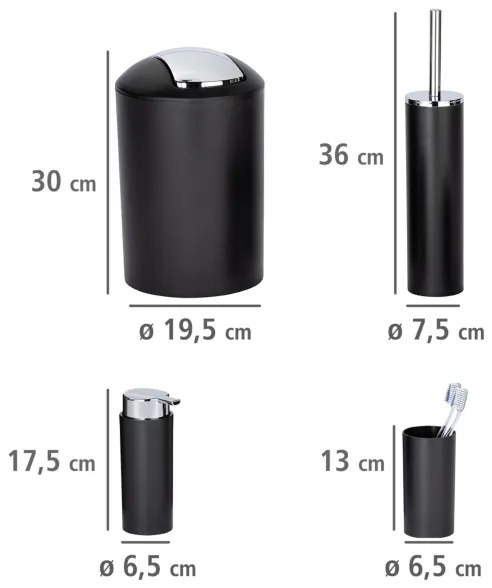 WENKO 24078800 - Set CALVO 6,5x13 cm nero/cromo lucido
