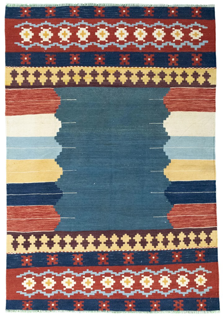 Kilim Tappeto persiano 190 x 130 Blu (Iran) Tessuto A Mano