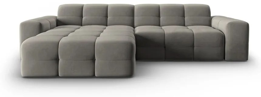 Divano angolare in velluto grigio (angolo sinistro) Kendal - Micadoni Home