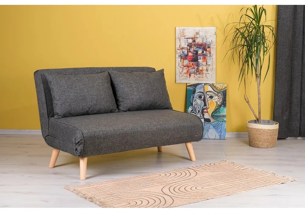 Divano letto grigio scuro 120 cm Folde - Artie