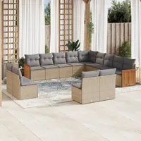 Set Divano da Giardino 13 pz con Cuscini Beige in Polyrattan 3260568