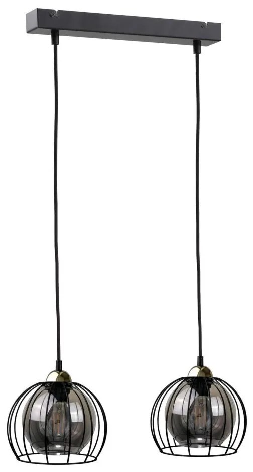 Lampadario a sospensione con filo SOLO BLACK 2xE27/60W/230V nero/oro