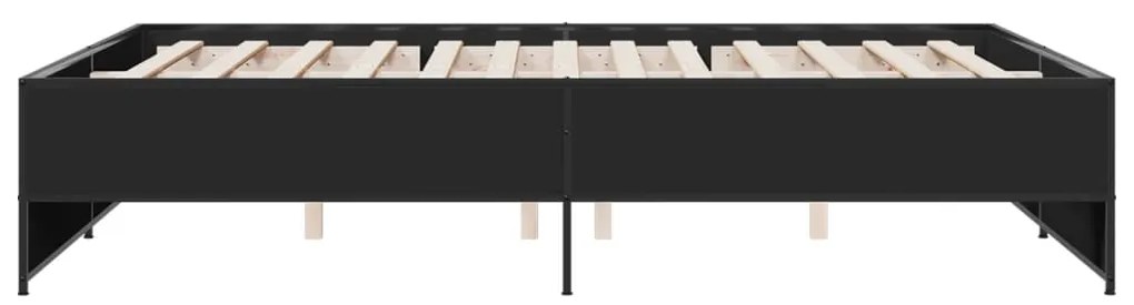 Giroletto nero 160x200 cm in legno multistrato e metallo