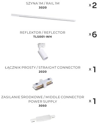 Zuma Line 3046 - Faretto per sistema a binario TUBE 6xGU10/35W/230V bianco