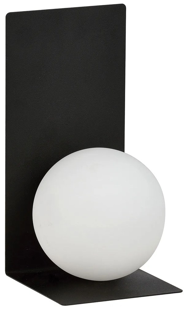 Applique Minimal 1 Luce Indiretta Agni Con Base In Acciaio Nero E Vetro Opale