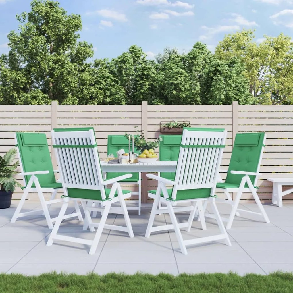 Cuscini Per Sedia Con Schienale Alto 6 Pz Verde Tessuto Oxford /