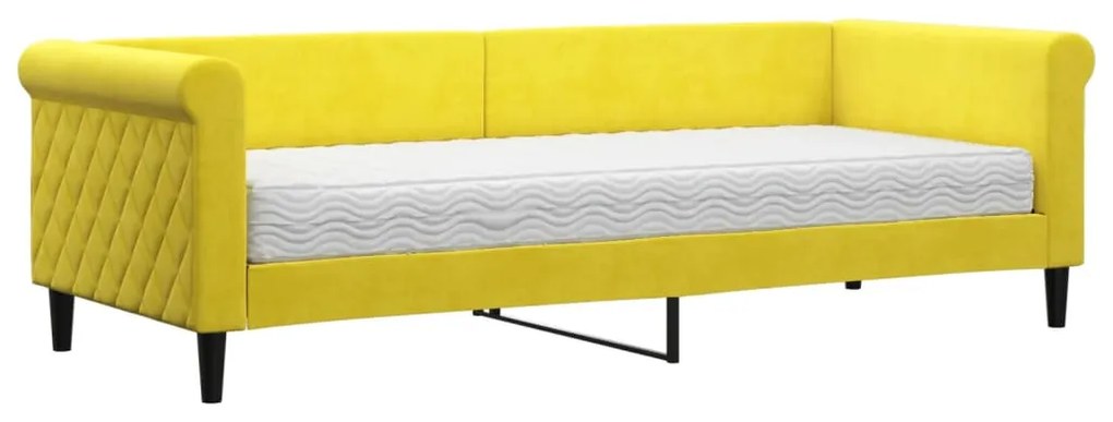 Divano letto con materasso giallo 80x200 cm in velluto