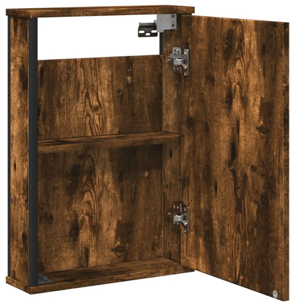 Mobile bagno specchio rovere fumo 42x12x60 cm legno multistrato