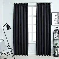 Tende Oscuranti con Ganci 2 pz Nere 140x225 cm cod mxl 76045