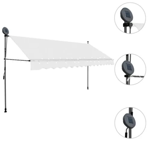 Tenda da Sole Retrattile Manuale con LED 400 cm Crema