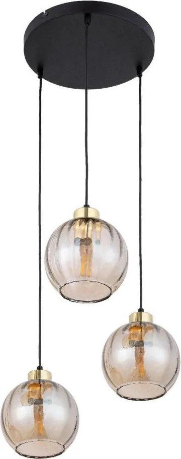 Lampadario LED a sospensione su cavo DEVI 3xE27/15W/230V nero/beige fumé