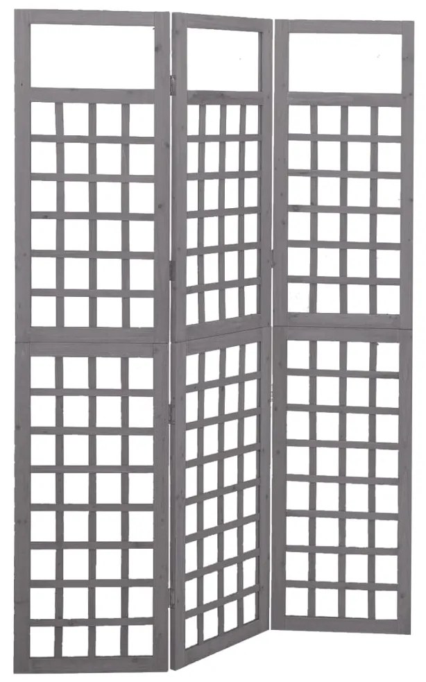Divisorio A 3 Pannelli İn Legno Di Abete Grigio 121x180 Cm /