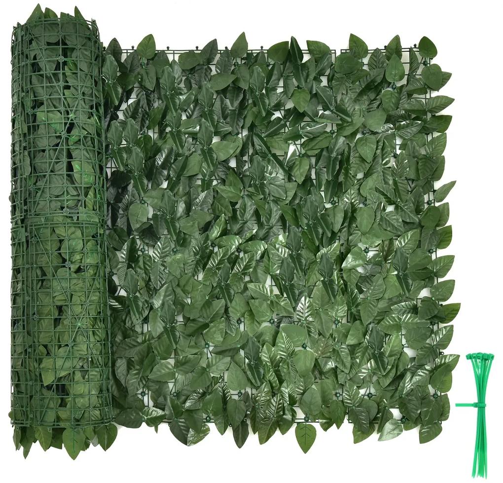 Costway Siepe artificiale con 24 piccoli pannelli e 1728 foglie di faggio, Siepe decorazione per privacy 300x100cm