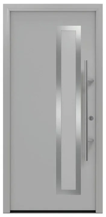 Portoncino d'ingresso HORMANN Iso Pro Secur 730s con vetro L 90 x H 210 cm in acciaio grigio, apertura tirare a sinistra