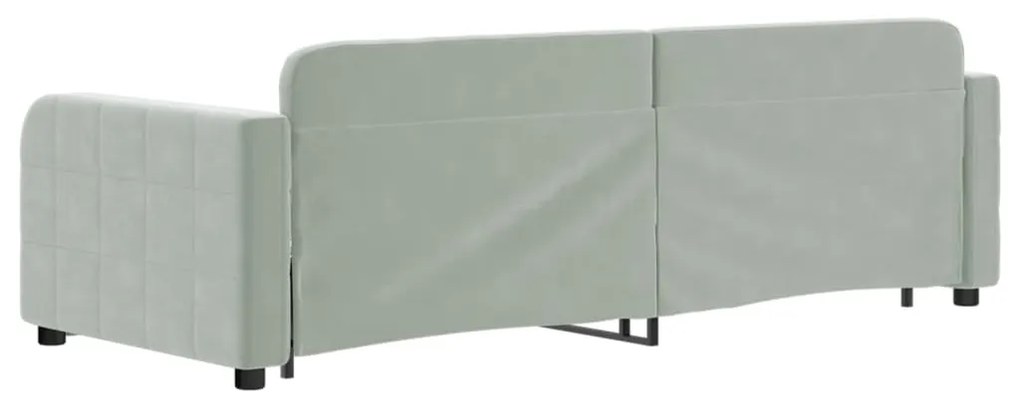 Divano letto con letto estraibile grigio chiaro 80x200 velluto