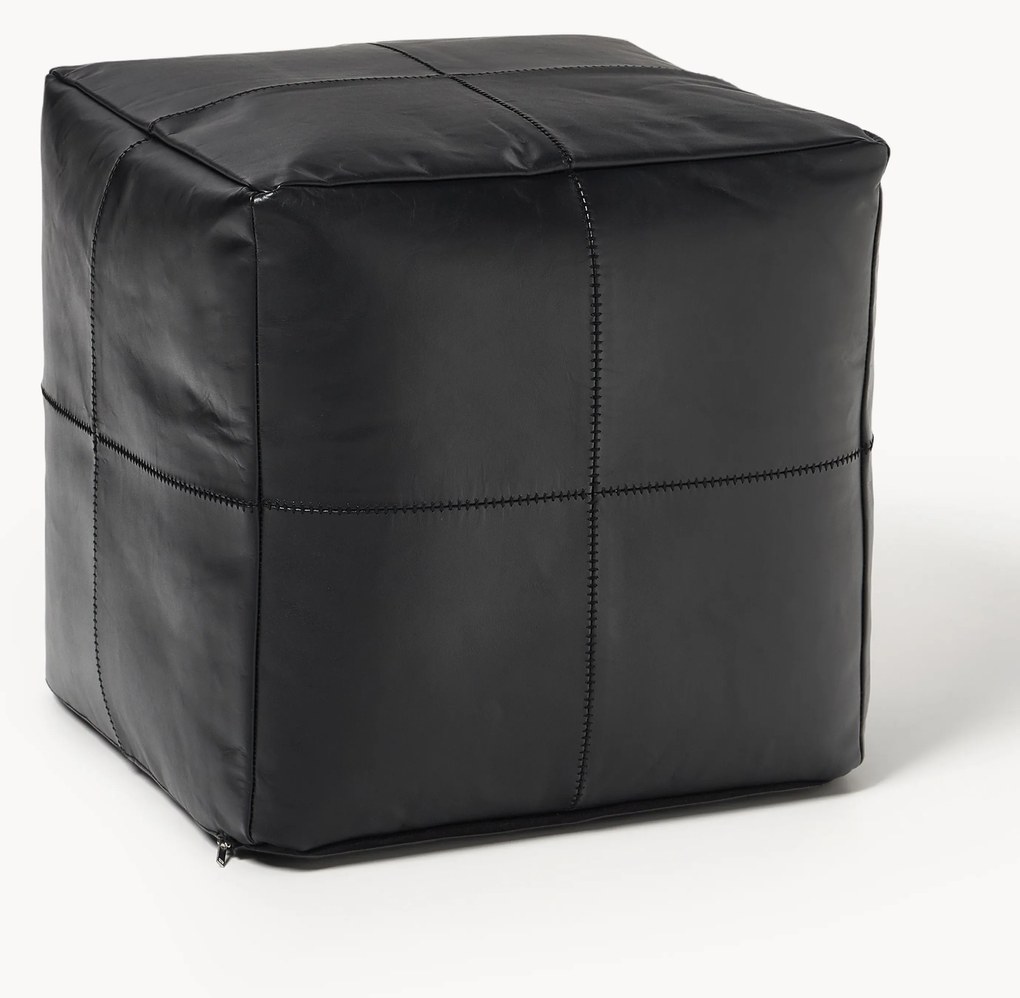 Pouf in pelle fatto a mano Raven