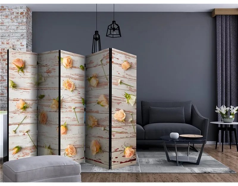 Paravento  Wood & Roses II [Room Dividers]  Colore ---, Dimensioni e Misure 225x172