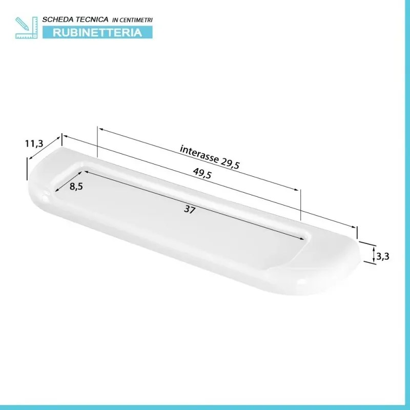 Mensola bagno a muro 50 cm in ABS bianco Gioia