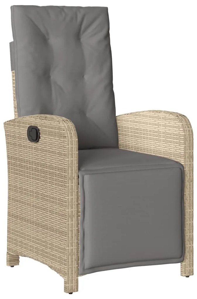 Set da pranzo da giardino 3 pz con cuscini beige in polyrattan