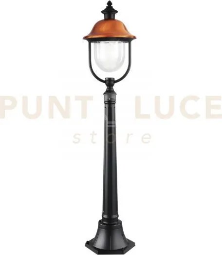 Paletto venezia nero e rame 1 luce attacco e27 ip44 25x118cm