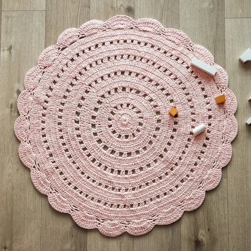 Tappeto rosa in cotone lavorato a mano, ø 120 cm Alma - Nattiot