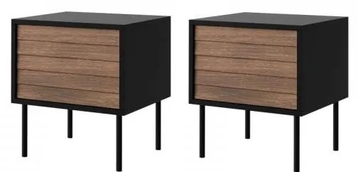SET 2x Comodino CORTINA 51x45 cm nero/noce warnia