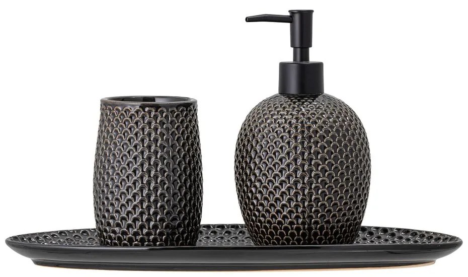 Set di accessori da bagno grigio in gres Hrin - Bloomingville