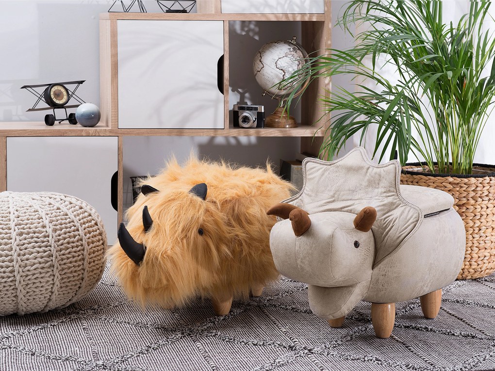 Pouf contenitore in tessuto grigio chiaro TRICERATOPS Beliani