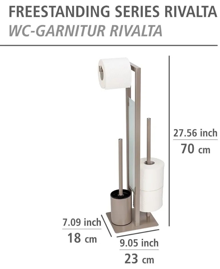 Porta carta igienica marrone chiaro con scopino Rivalta - Wenko