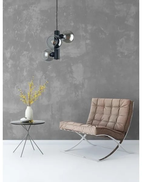 Lampadario a sospensione con filo TUBE 3xE27/60W/230V nero/fumé nero