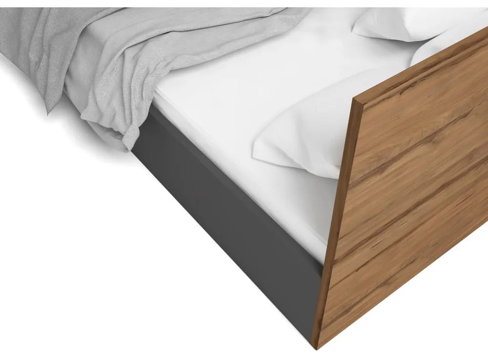 Letto matrimoniale nero con contenitore e griglia 160x200 cm Malta - Marckeric