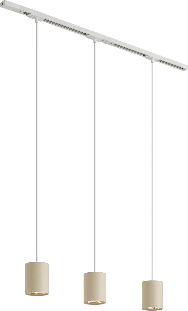 Sistema di illuminazione a binario moderno con 3 luci a sospensione bianco con beige monofase - Iconic Holt