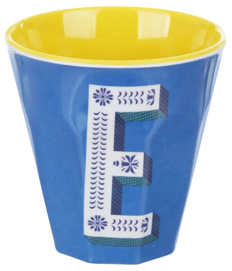 Bicchiere melammina blu lettera E 280 ml Maiolika