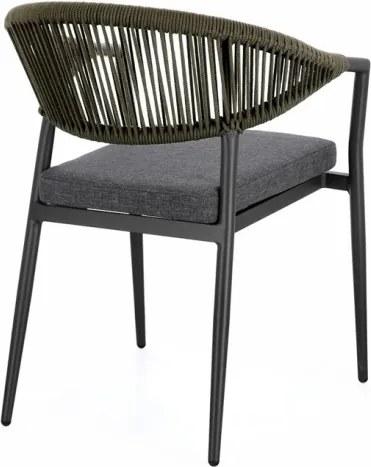 Sedia Da Esterno Impilabile Con Braccioli In Alluminio E Corda Millor Antracite E Verde Bizzotto