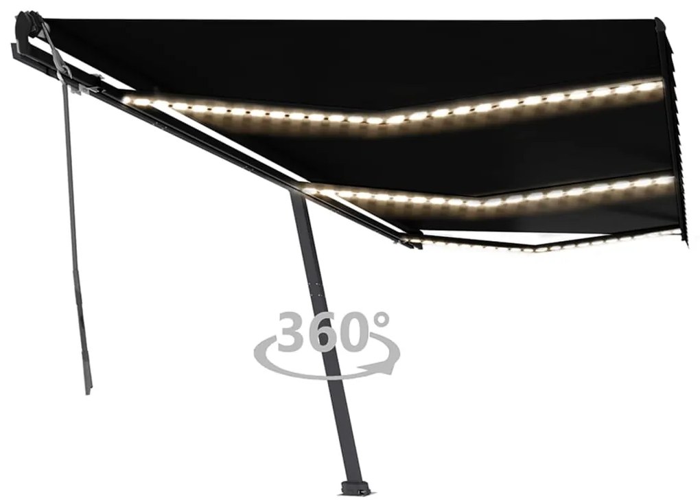 Tenda Da Sole Retrattile Manuale Con Led 600x350 Cm Antracite /