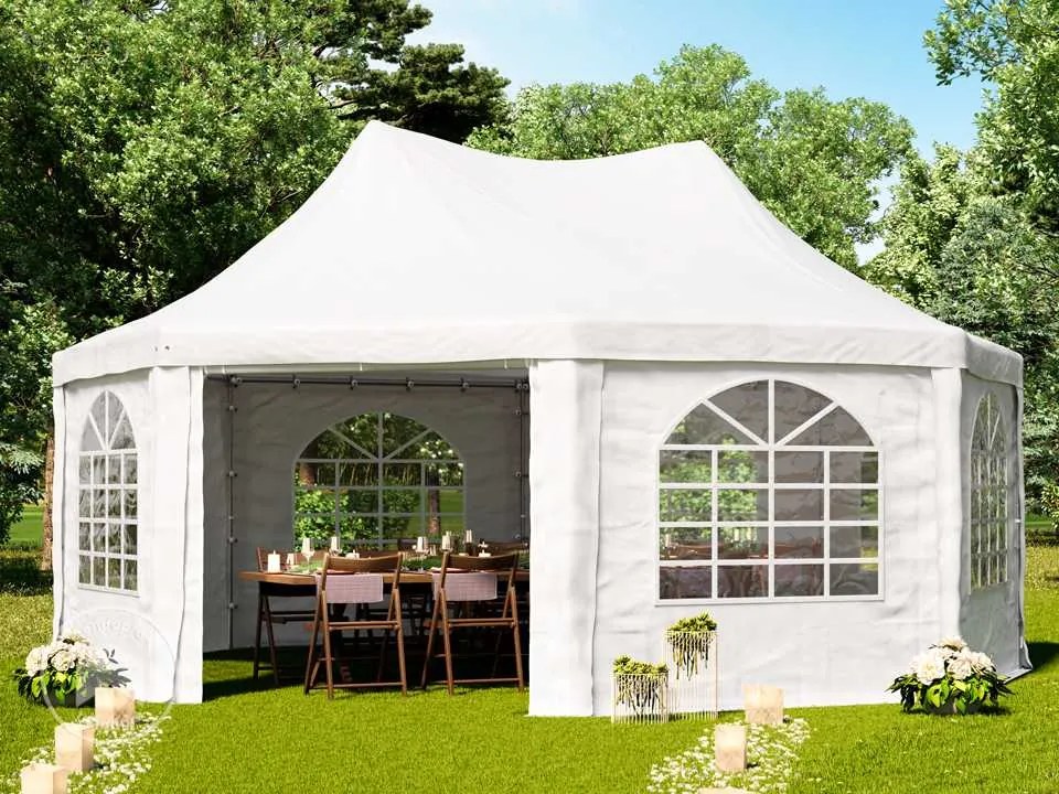 TOOLPORT Gazebo pagoda 6x6 m, telo in PVC, bianco - (1068)