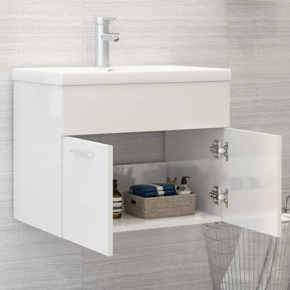 Mobile bagno con lavabo integrato bianco lucido in truciolato
