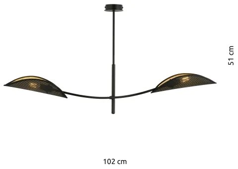 Lampadario a sospensione con supporto rigido LOTUS 2xE14/10W/230V nero/oro