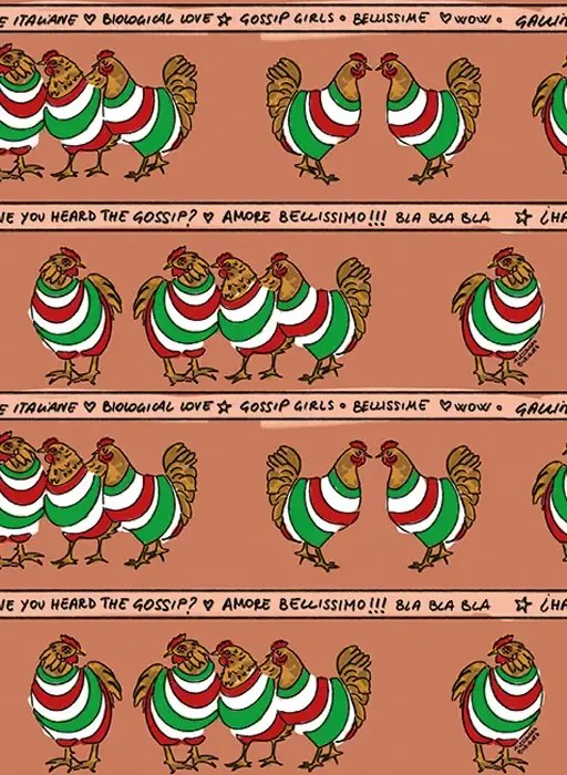 Jannelli & Volpi Carta da parati Galline Italiane - 25511