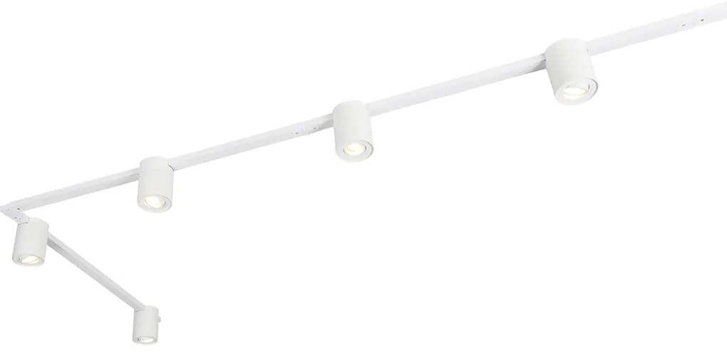 Sistema a binario moderno bianco con 5 faretti monofase - Rondoo Up