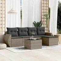 Set Divano da Giardino 6 pz con Cuscini Grigio in Polyrattan 3253637