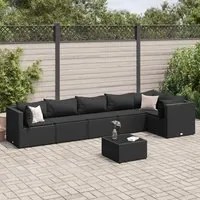 Set Salotto da Giardino con Cuscini 7pz Nero Polyrattan 3308115