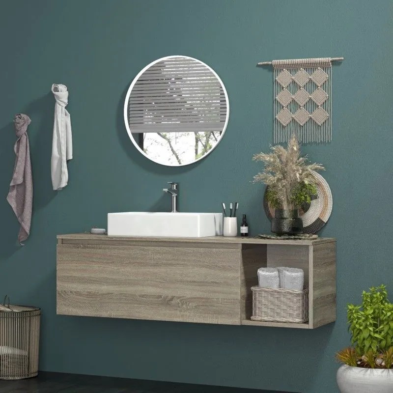 Kamalu - mobile bagno 135 cm sospeso con vano a giorno a destra sp-135v