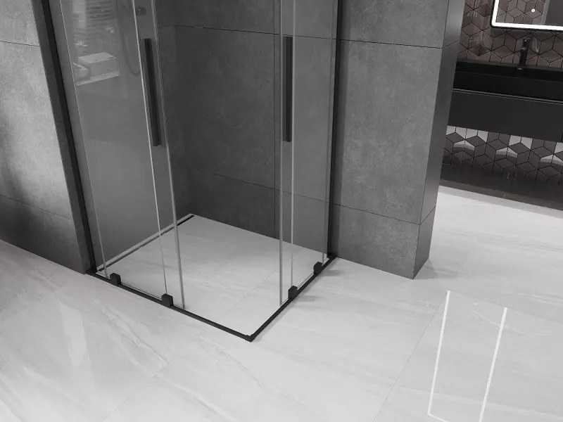 Mexen Velar L Duo cabina doccia scorrevole 100 x 90 cm, trasparente, nero - 871-100-090-02-03-70