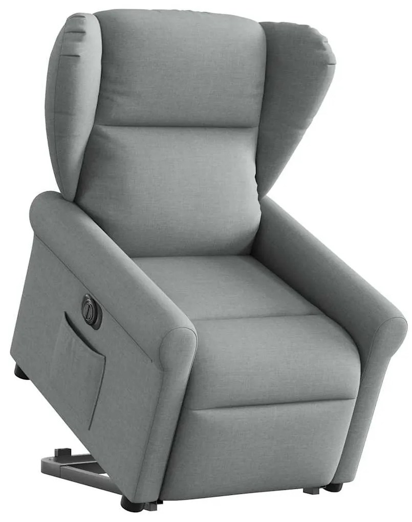 Poltrona Reclinante Alzapersona Elettrica Grigio Chiaro Tessuto /