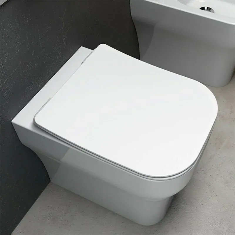 Wc filo muro rimless con scarico traslato Olympia serie Synthesis bianco lucido