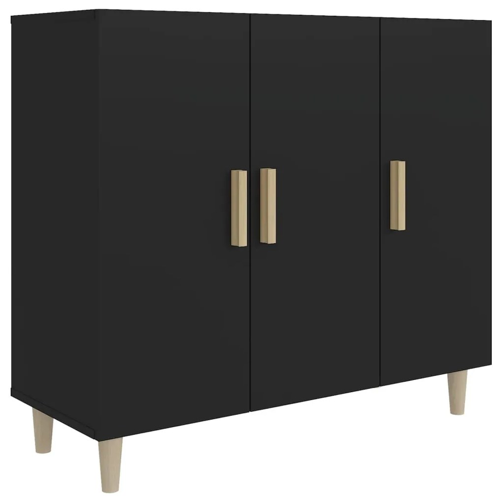 Credenza nera 90x34x80 cm in legno multistrato