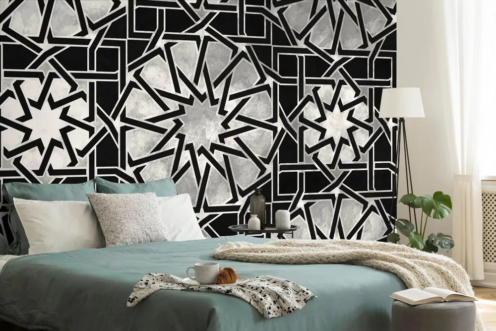 Carta da parati – Mosaico Orientale in Bianco e Nero