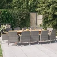 Set da Pranzo per Giardino 13 pz con Cuscini Grigio 3103595