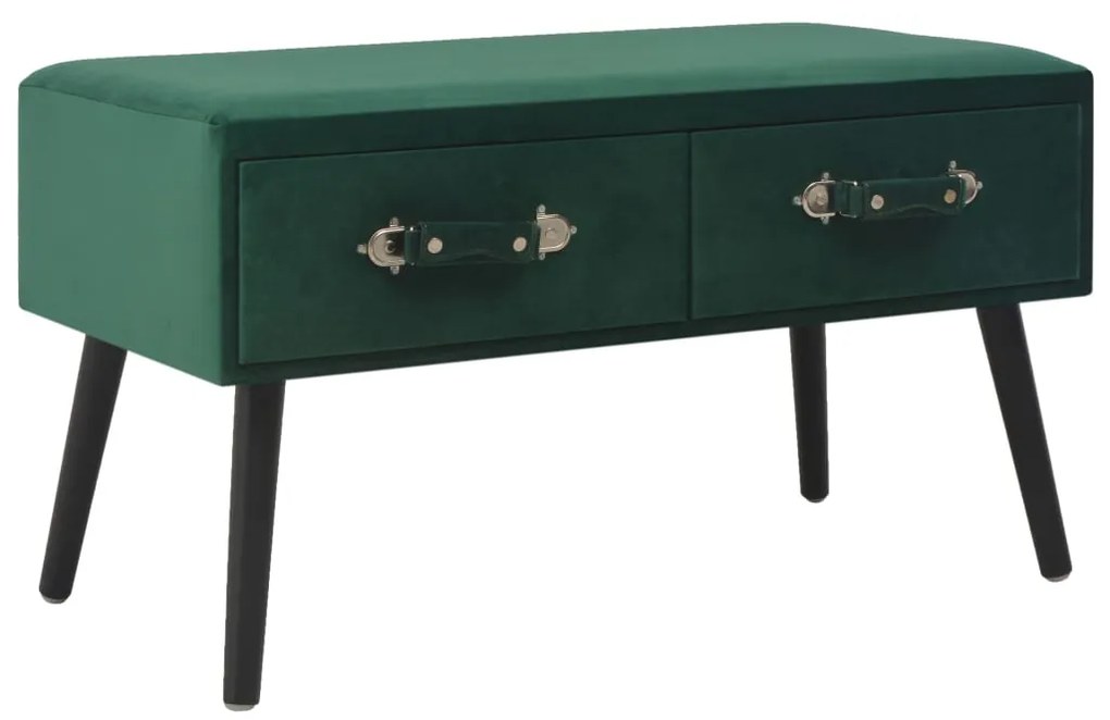 Panca con cassetti 80 cm verde in velluto